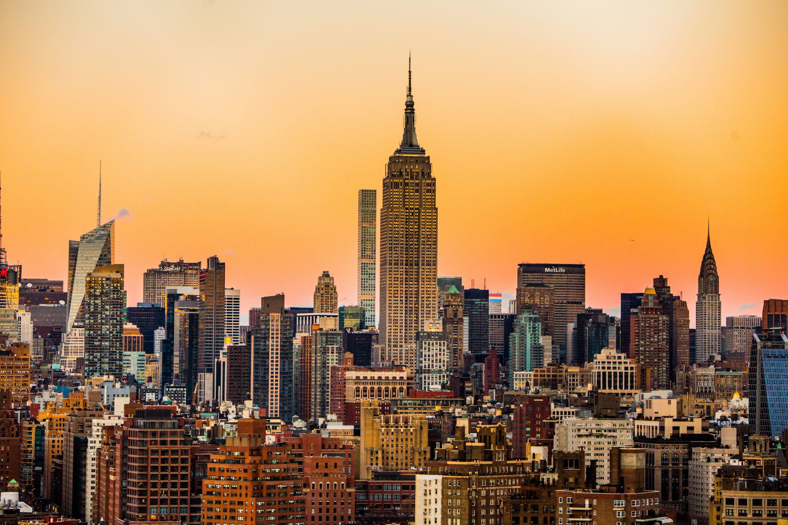 New York City skyline at sunset with Empire State Building